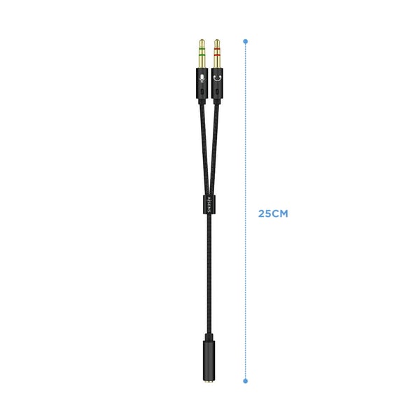 AISENS A128-0418 lydkabel 0,25 m 2 x 3.5mm 3.5mm Sort