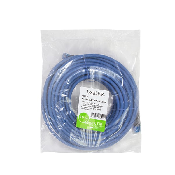 LogiLink CPP010 verkkokaapeli Sininen 10 m Cat6a U/UTP (UTP)