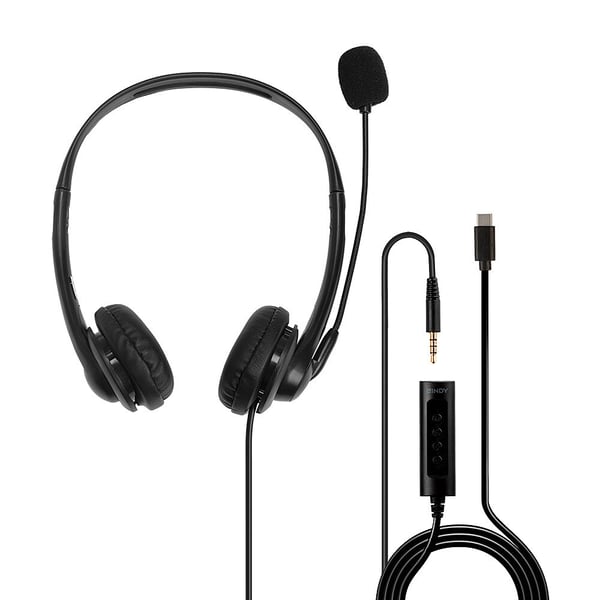 Lindy 20432 hörlur och headset Kabel Hjälm Kontor/callcenter Svart