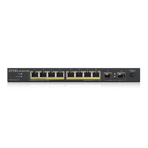 Zyxel GS1100-10HP v2 Ikke administreret Gigabit Ethernet (10/100/1000) Strøm over Ethernet (PoE) Sort