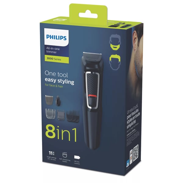 Philips MULTIGROOM Series 3000 MG3730/15 8-i-1, grooming kit för ansikte och hår