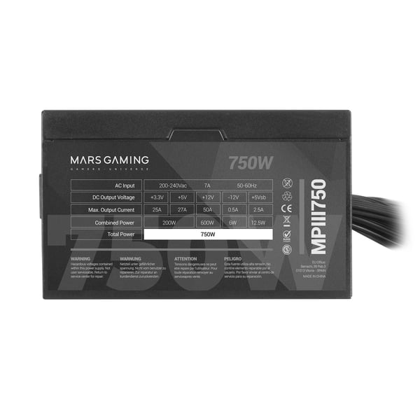 Mars Gaming MPIII750 virtalähdeyksikkö 750 W 20+4 pin ATX ATX Musta, Punainen
