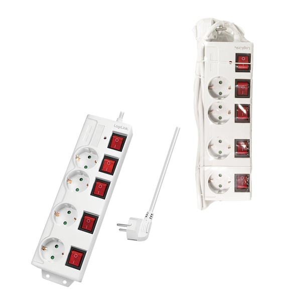 LogiLink LPS252 jatkojohto 1,5 m 4 AC-pistorasia(a) Sisätila Valkoinen