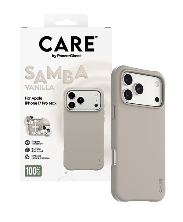 PanzerGlass CARE™ by ® Samba Case Vanilla w. MagSafe iPhone 17 Pro Max mobiltelefonfodral Mobilskal Beige