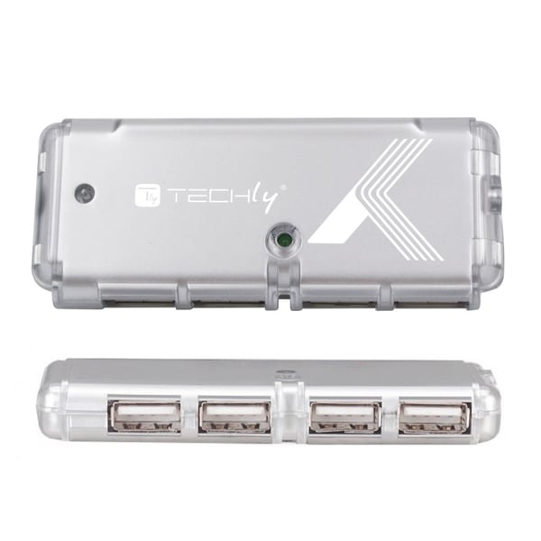 Techly IUSB2-HUB599TY interface hub USB 2.0 480 Mbit/s Grå