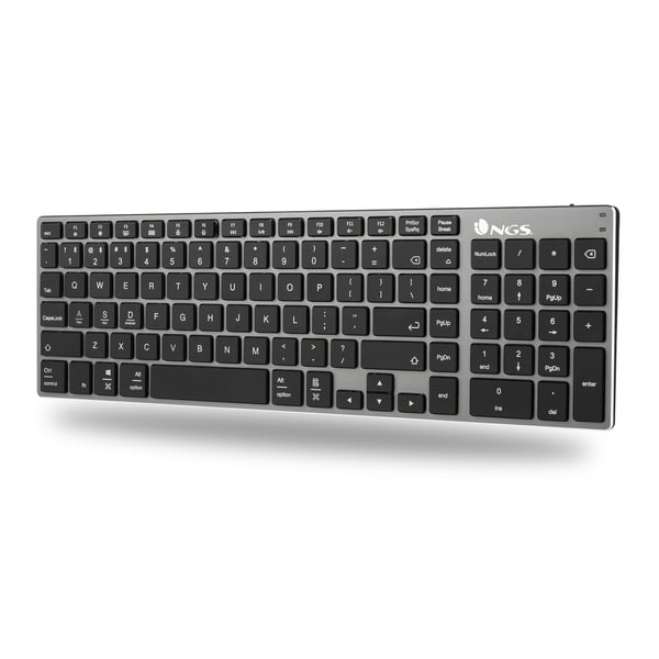 NGS FORTUNE-BT, QWERTY, ES näppäimistö Universaali Bluetooth Espanja Musta, Hopea