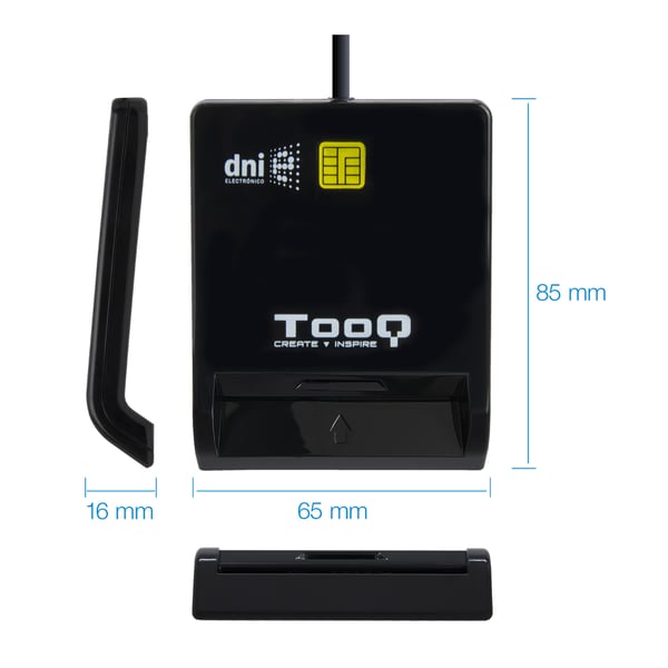 TooQ TQR-211B smartcard læser Indendørs USB USB 2.0 Sort