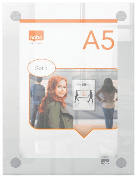Nobo Premium Plus A5 klar akryl plakatramme til vægmontering