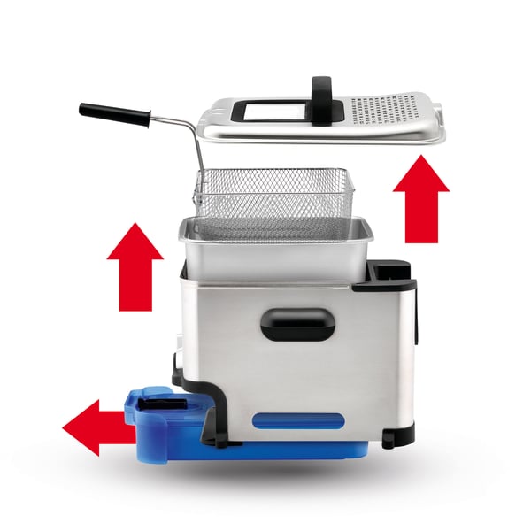 Tefal Oleoclean Pro Inox & Design FR8040 Yksi 3,5 L 2300 W Musta, Ruostumaton teräs