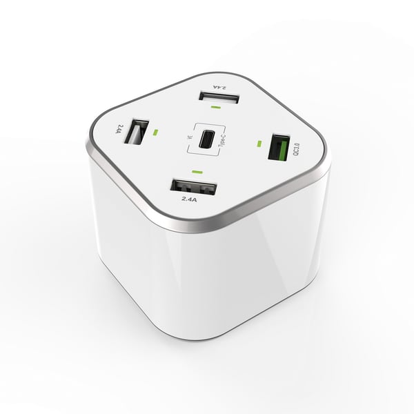 AISENS ASCH-5PQC-W oplader til mobil enhed Universel Hvid Vekselstrøm Hurtig opladning Indendørs