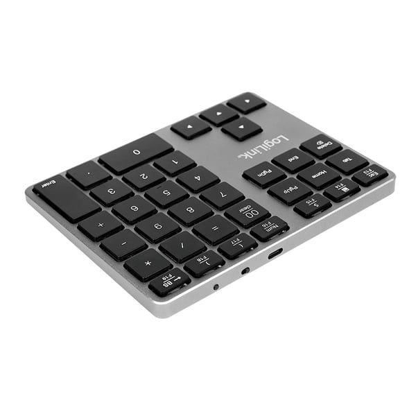 LogiLink ID0187 numeriskt tangentbord Universal Bluetooth Aluminium, Svart