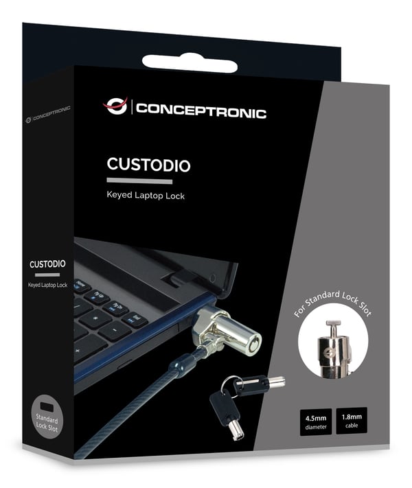 Conceptronic CUSTODIO02BSM kabellås Svart 1,8 m