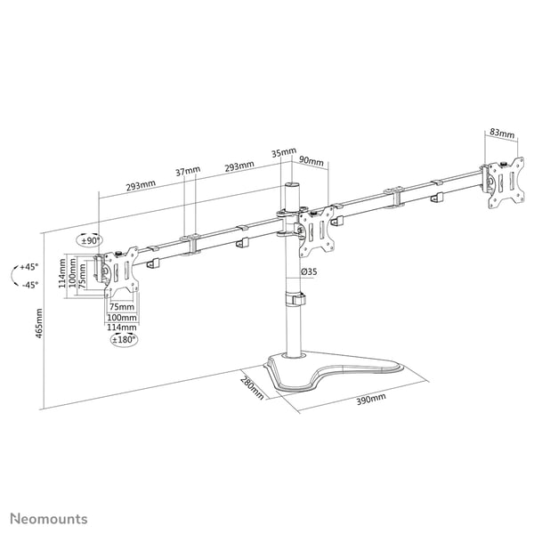 Neomounts FPMA-D550DD3BLACK skærmbeslag og -stativer 68,6 cm (27") Skrivebord Sort