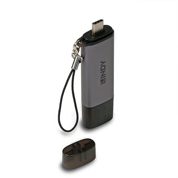 Lindy 43335 kortinlukija USB 3.2 Gen 1 (3.1 Gen 1) Type-A/Type-C Musta, Harmaa