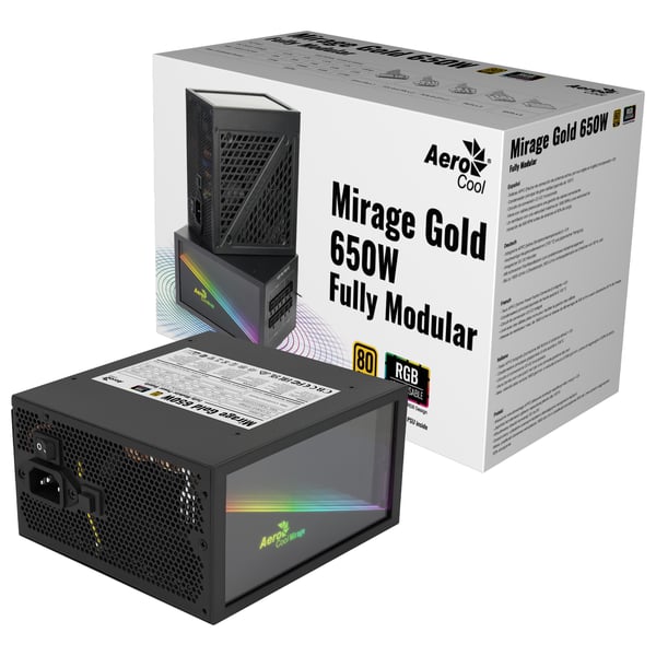 Aerocool MIRAGEGOLD650M strömförsörjningsenheter 650 W 20+4 pin ATX ATX Svart