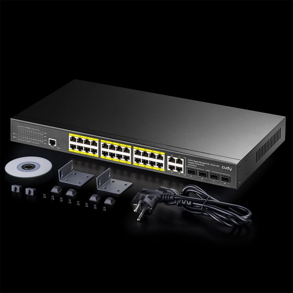 Cudy GS2028PS4 Administreret L2 Gigabit Ethernet (10/100/1000) Strøm over Ethernet (PoE) 1U Sort