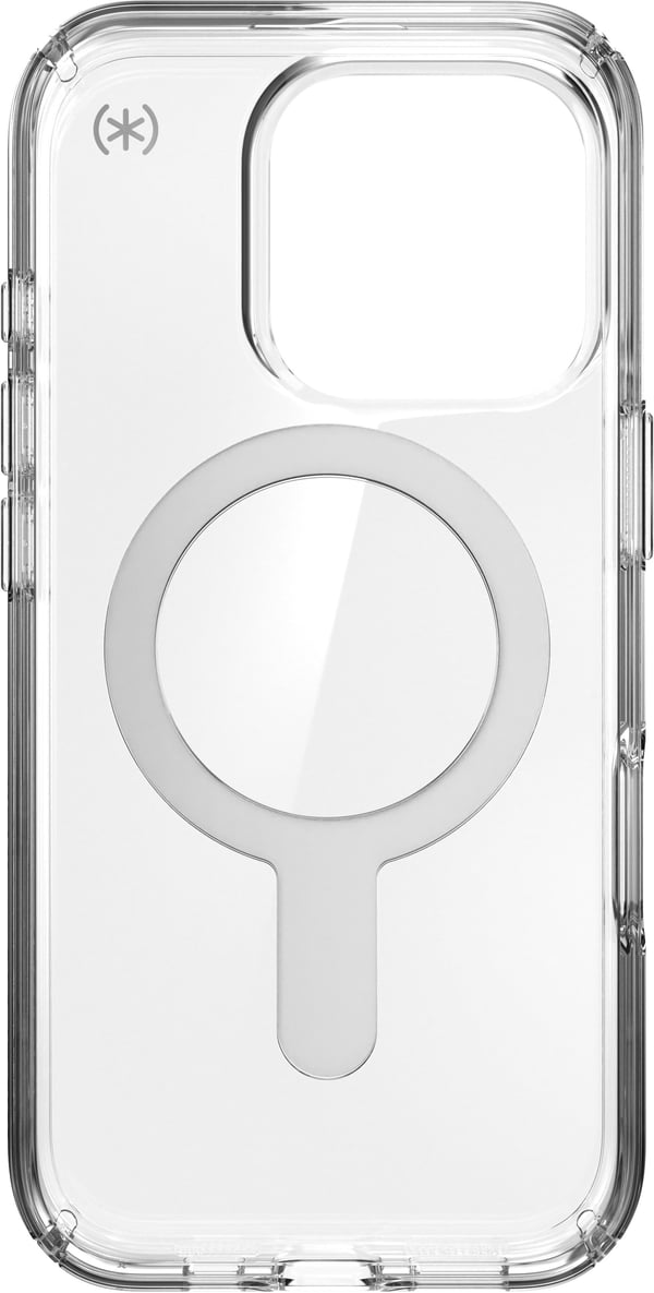 Speck Presidio Perfect-Clear ClickLock & MagSafe - Cover til iPhone 16 Pro (Klar / Kromfinish / Serene Sølv)