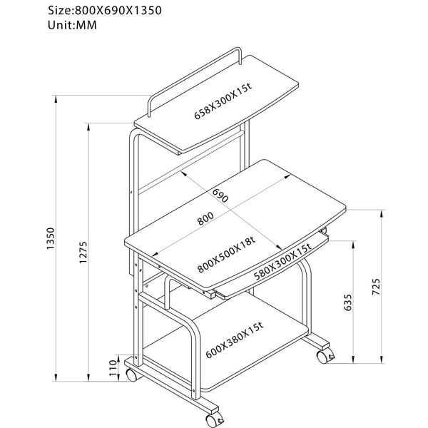 Techly ICA-TB 7800BK computerbord Sort