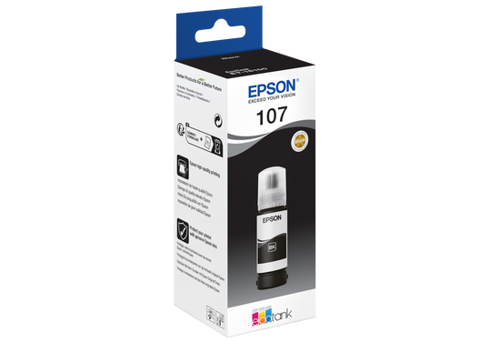 Epson 107 EcoTank -mustepullo, musta