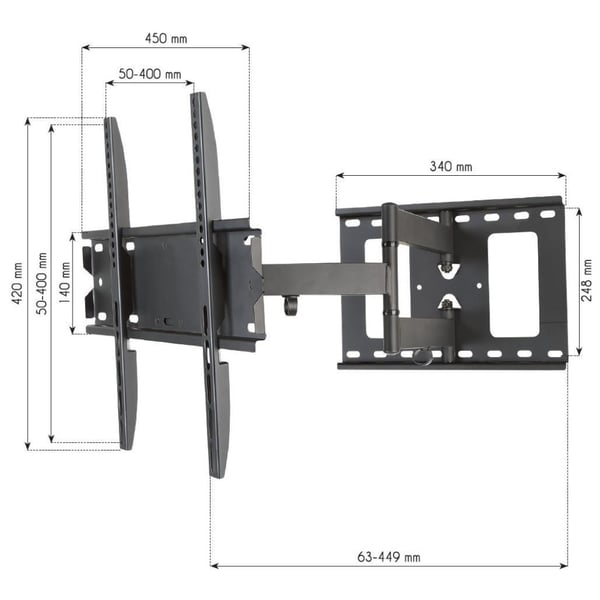 Techly ICA-PLB 148M tv-fäste 139,7 cm (55") Svart