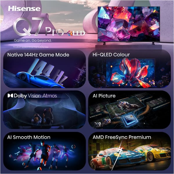 Hisense 43Q7S PRO 109,2 cm (43") 4K Ultra HD Smart TV Wi-Fi Sort