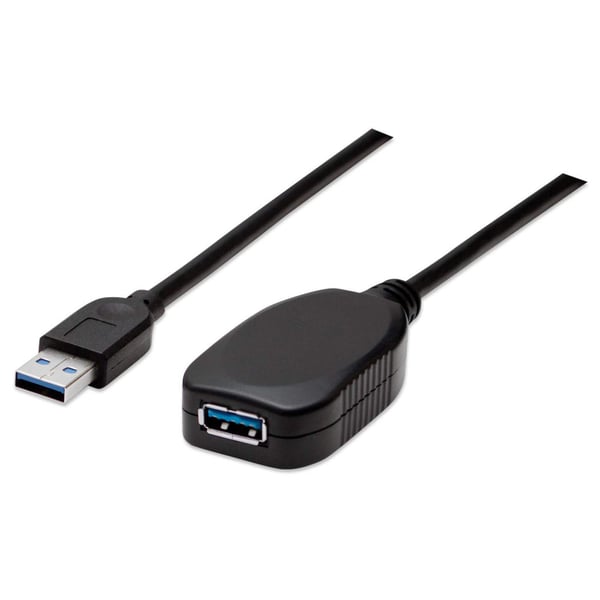 Manhattan 150712 USB-kabel USB 3.2 Gen 1 (3.1 Gen 1) 5 m USB A 5 Gbit/sek. Sort