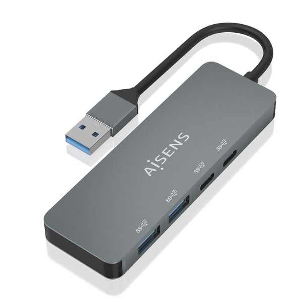 AISENS A106-0696 gränssnittshubbar USB 3.2 Gen 2 (3.1 Gen 2) Type-A 10000 Mbit/s Grå