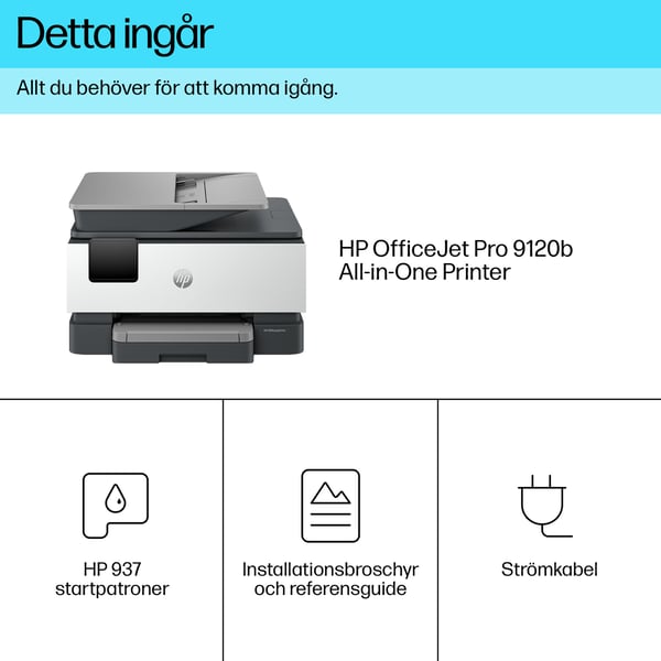 HP OfficeJet Pro 9120b Trådlöst All-in-One Färg Skrivare, Dubbelsidig utskrift; Kopiator, skanner