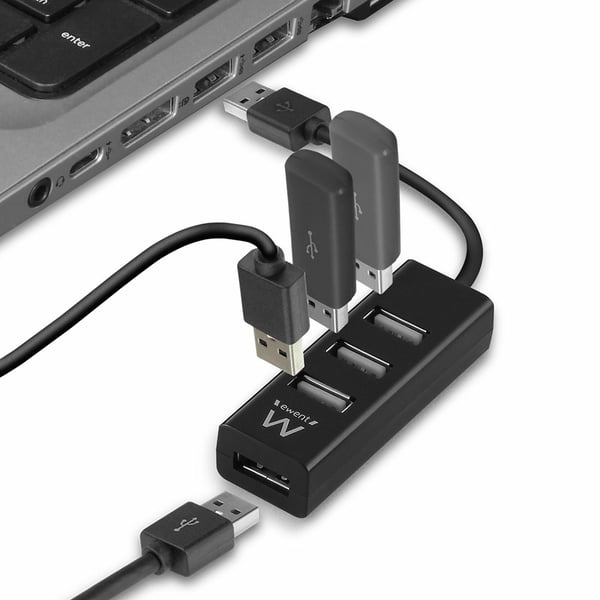 Ewent EW1123 interface hub USB 2.0 480 Mbit/s Sort