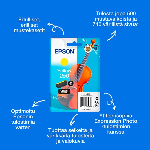 Epson Yksittäispakkaus, keltainen 250 Viulu Claria Photo HD -muste