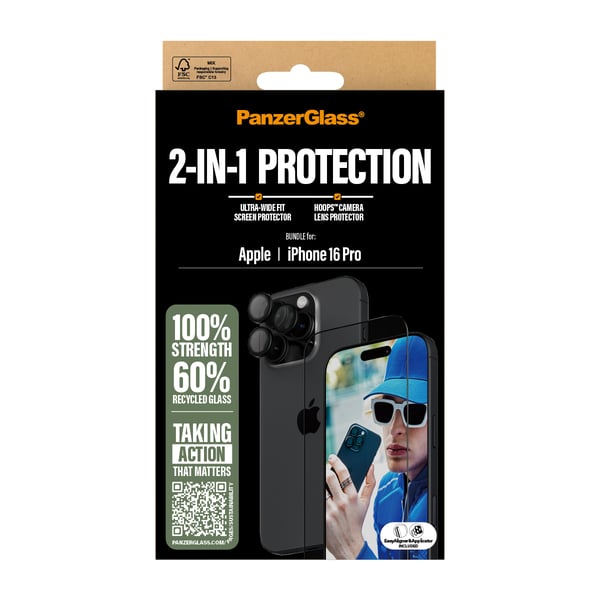 PanzerGlass ® 2-in-1 Bundle iPhone 16 Pro Genomskinligt skärmskydd Apple 1 styck