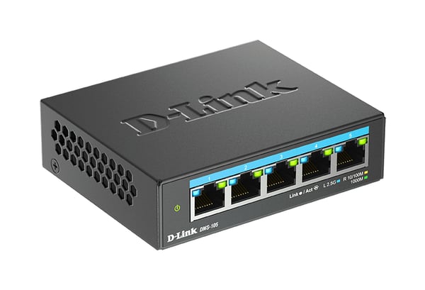 D-Link DMS-105 Ikke administreret L2 2.5G Ethernet (100/1000/2500) Sort