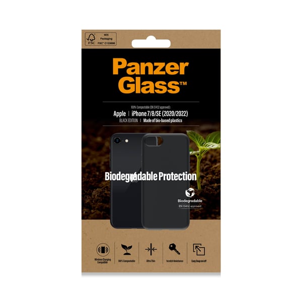 PanzerGlass ® Biodegradable Case iPhone 6 | 6s | SE (2020/2022) | 7 | 8 mobiltelefonfodral Mobilskal Svart
