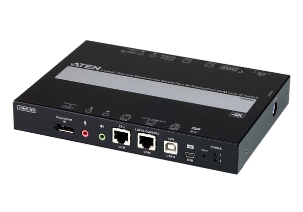 ATEN 1-Enkelports 4K DisplayPort KVM over IP-switch för lokal/fjärrdelningsåtkomst