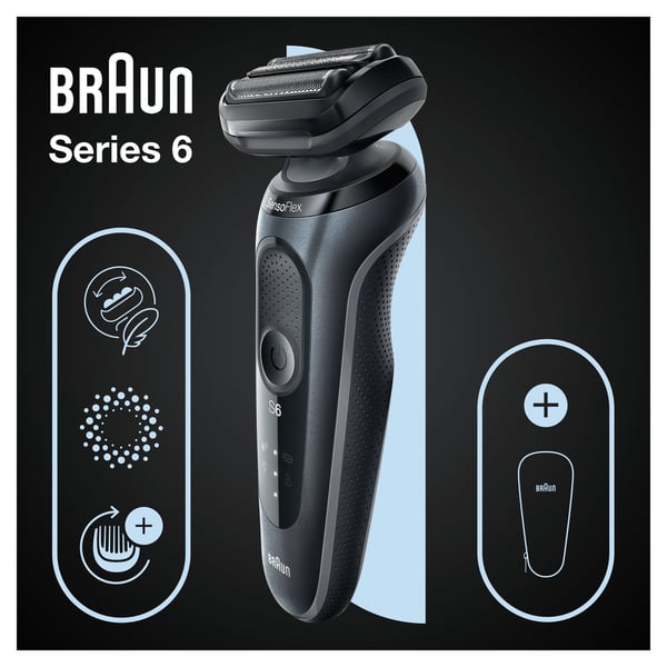 Braun Series 6 61-N1000s Folierakapparat Svart, Grå
