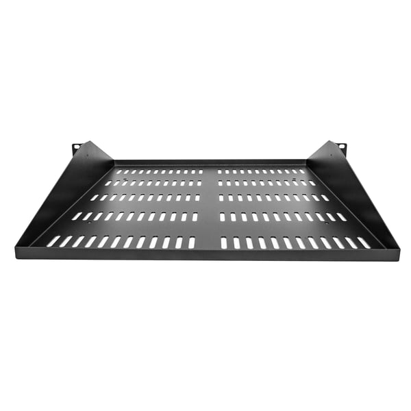 StarTech.com 2U-serverrackhylla, centermonterad, universell, ventilerad och fribärande serverhylla med rackfäste för 19-tums nätverksutrustningsrack, kraftigt stål, 90,7 kg kapacitet, 20-tums djup, svart