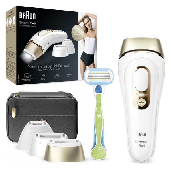 Braun Silk-expert Pro 5 PL5243 Intensivt pulserat ljus (IPL) Guld, Vit