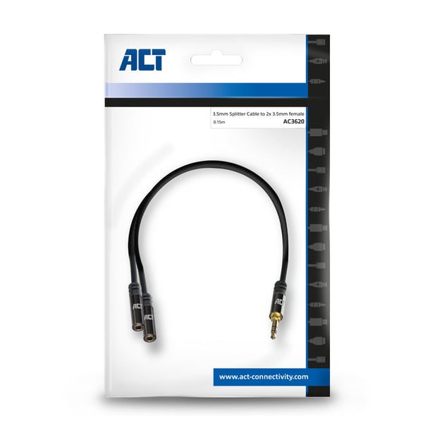 ACT AC3620 lydkabel 0,15 m 3.5mm 2 x 3.5mm Sort