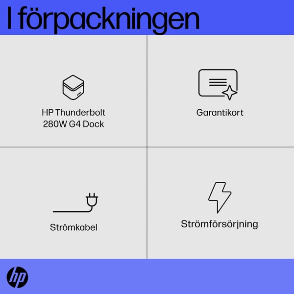 HP Thunderbolt-docka 280 W G4 med kombikabel