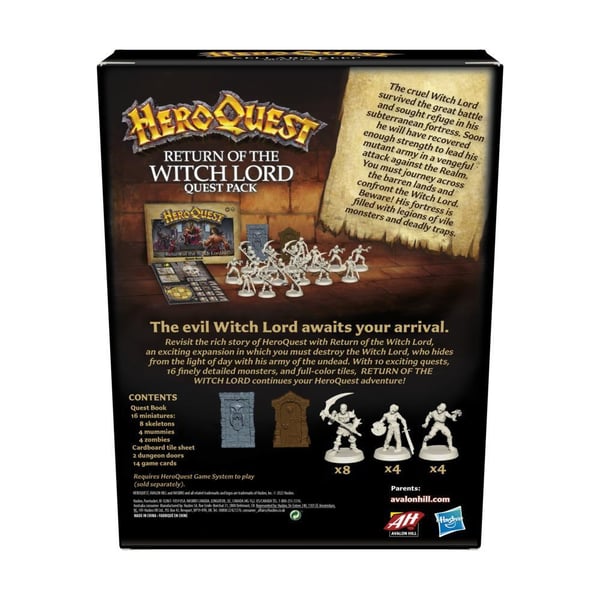 Hasbro Gaming Avalon Hill HeroQuest Return of the Witch Lord Quest Pack Lautapelin lisäosa Matkailu-/seikkailupeli