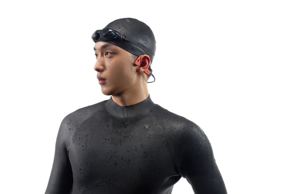 SHOKZ OpenSwim Pro Headset Trådløs Halsbånd Sport Bluetooth Sort, Rød