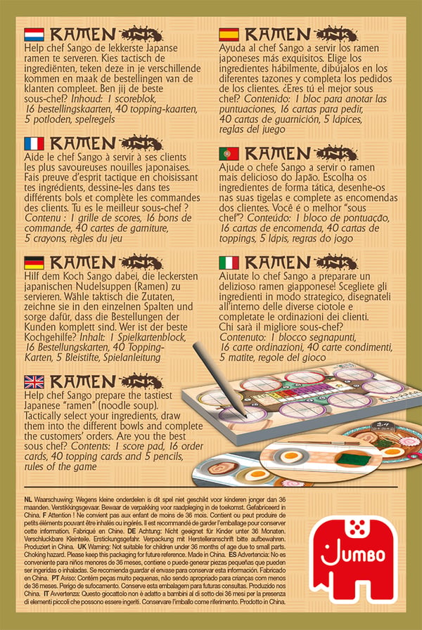 Jumbo Ramen Ink Ramen Ink Dice Game Korttipeli Tuuripeli