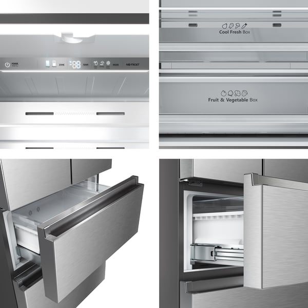 Hisense RF632N4BCE side-by-side køle-fryseskab Fritstående 485 L Rustfrit stål
