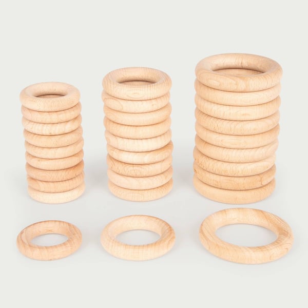 Tickit Natural Wooden Rings Small motorik legetøj