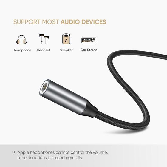 Ugreen 30632 mobiltelefonkablar Svart USB C 3,5mm