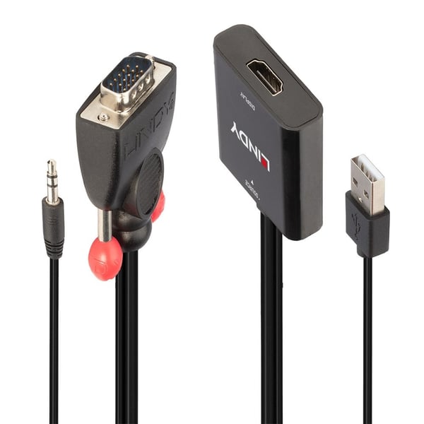 Lindy 38284 videokaapeli-adapteri VGA (D-Sub) + 3.5mm HDMI + USB Musta Lindy 38284 videokaapeli-adapteri VGA (D-Sub) + 3.5mm HDMI + USB Musta