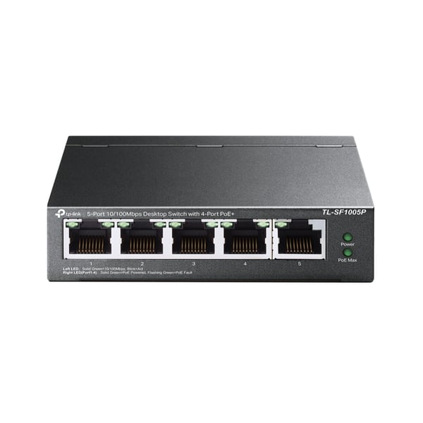 TP-Link TL-SF1005P Hallitsematon Fast Ethernet (10/100) Power over Ethernet -tuki Musta