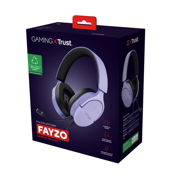 Trust GXT 489P FAYZO Headset Kabel Huvudband Spela Svart, Lila
