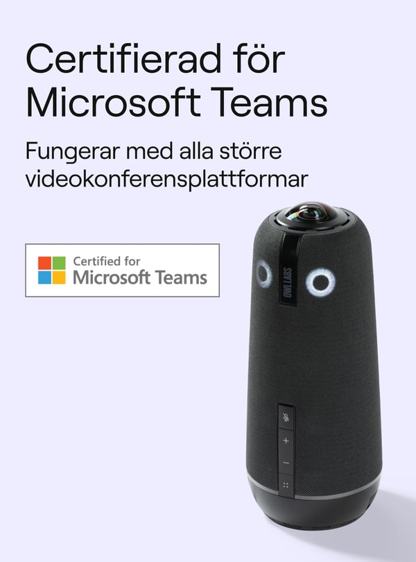 Owl Labs Meeting Owl 4+ – en smart 360-graders 4K-kamera för videokonferenser med mikrofon och högtalare (automatiskt talarfokus, smart zoomning och brusutjämning)