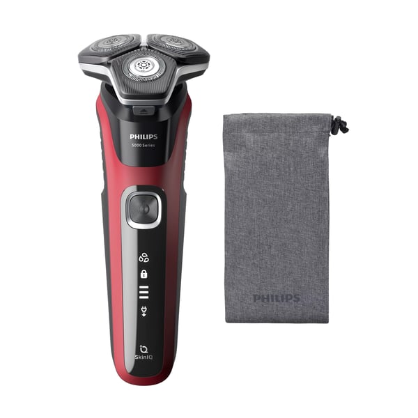 Philips SHAVER Series 5000 S5883/10 rakapparater för män Roterande rakhuvud Trimmer Svart, Röd